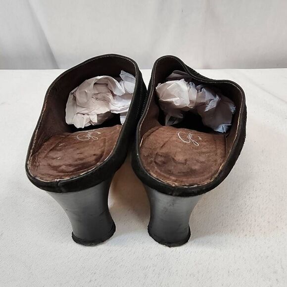 Gino Morganti Women's 7.5 Vintage Black Suede Slip-On Mules Heels - Picture 3 of 8